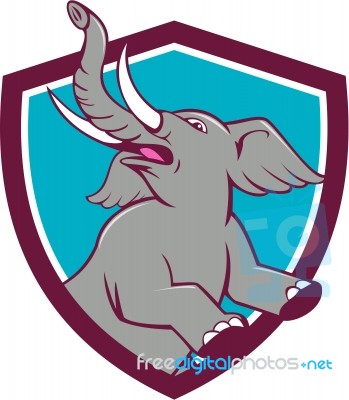 Elephant Prancing Crest Cartoon Stock Image