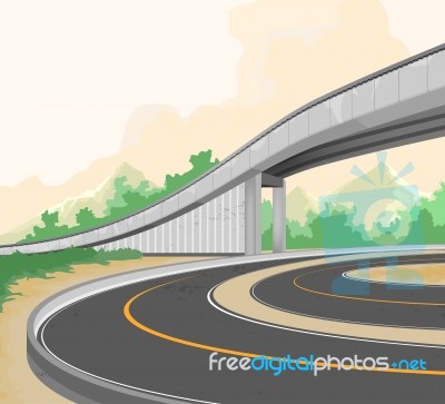 Elevated Road Scene On Dusk Stock Image