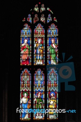 Ely, Cambridgeshire/uk - November 24 : Stained Glass Window At E… Stock Photo