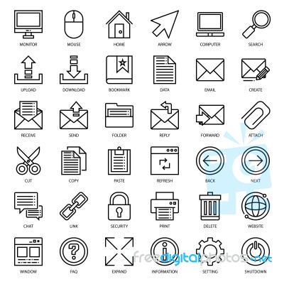 Email Connection Outline Icon Stock Image