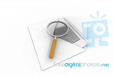 Email Icon And Magnifying Glass Stock Image
