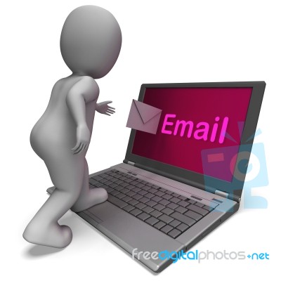 Email On Laptop Shows E-mail Mailing Or Correspondence Stock Image