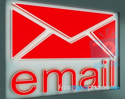 Email Sign Button Shows Online Contact Stock Image