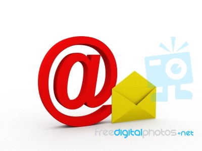 Email Sign & Envelope Stock Image