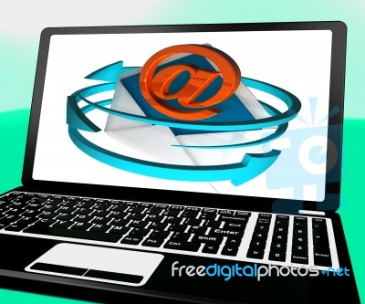 Email Sign On Laptop Shows Messages Sent Stock Image