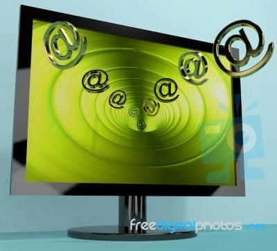 Email Signs With TV Monitor Stock Image