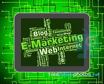 Emarketing Word Shows World Wide Web And Internet Stock Image