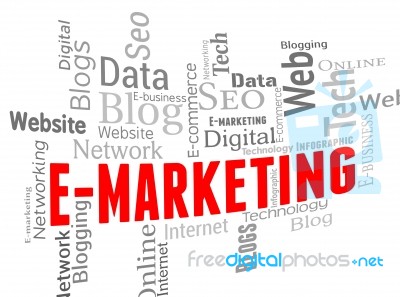 Emarketing Wordcloud Means Website Internet And Websites Stock Image