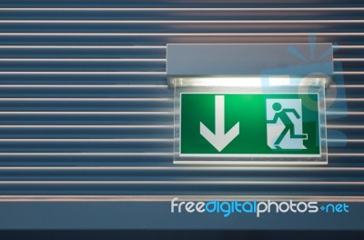 Emergency Exit Sign Stock Photo