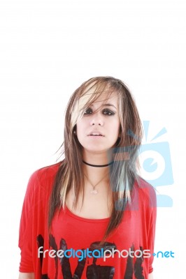 Emo Or Goth Young Woman Stock Photo