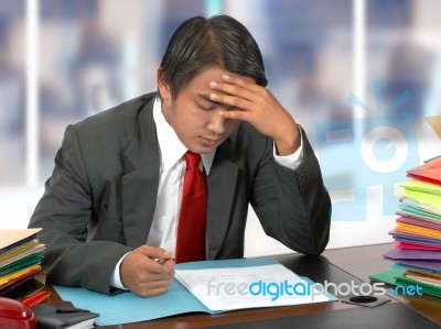 Employee Reading Documents Stock Photo