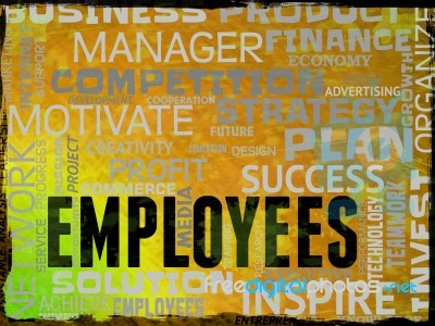 Employees Words Represents Hired Hand And Workforce Stock Image