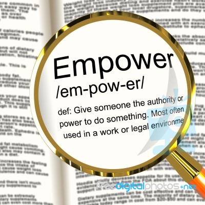 Empower Definition Magnifier Stock Image