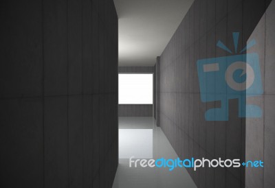 Empty Bare Concrete Corridor Stock Photo