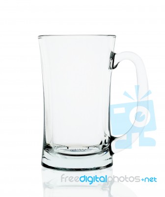 Empty Beer Glass Isolated On The White Background Stock Photo