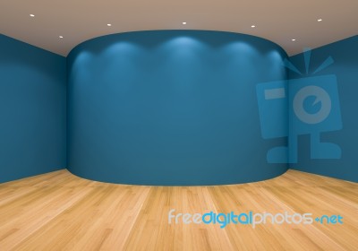 Empty Blue Curve Room Stock Image