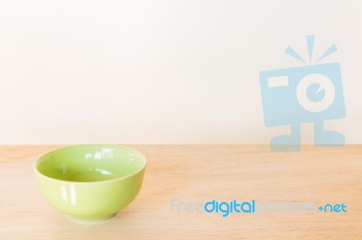 Empty Bowl On Rustic Wooden Background Stock Photo