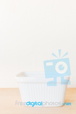 Empty Bowl On Rustic Wooden Background Stock Photo