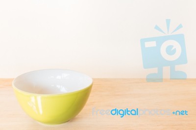 Empty Bowl On Rustic Wooden Background Stock Photo