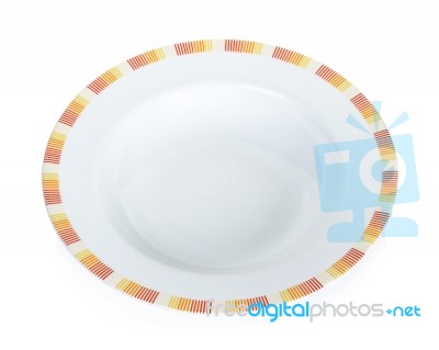 Empty Circle White Plate Isolated Stock Photo