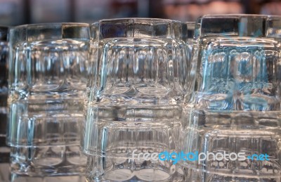 Empty Glasses In Coffee Shop Stock Photo