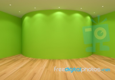 Empty Green Curve Room Stock Image