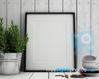 Empty Grunge Interior With White Wood 3d Rendering Stock Image