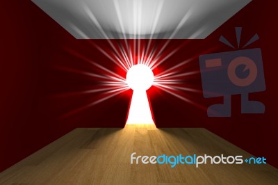 Empty Interior Red Room A Keyhole Stock Image