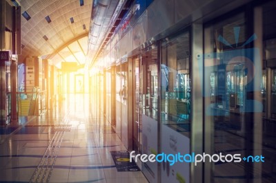 Empty Metro Station Stock Photo