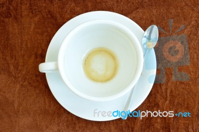 Empty Of Coffee In White Cup Stock Photo