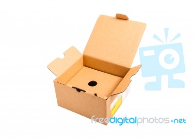 Empty Open Paper Box Isolated On White Background,with Clipping Stock Photo