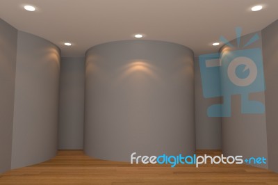 Empty Room Gray Curve Wall Stock Image