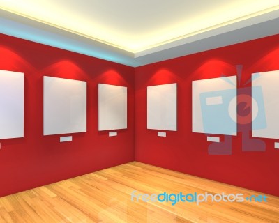 Empty Room Red Gallery Stock Image