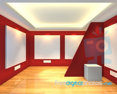 Empty Room Red Gallery Stock Image