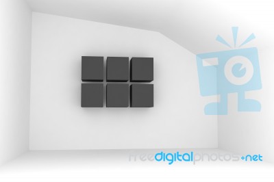 Empty Room With Black Box Stock Image