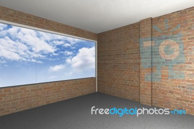 Empty Room With Brick Wall Stock Image