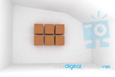 Empty Room With Brown Box Stock Image