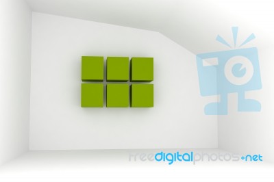 Empty Room With Green Box Stock Image