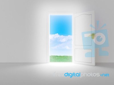 Empty Room With Opened Door Stock Image