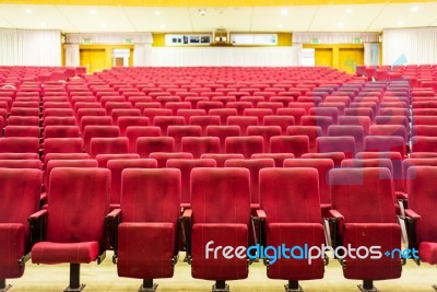 Empty Seat On Row In Thearter Closeup Stock Photo