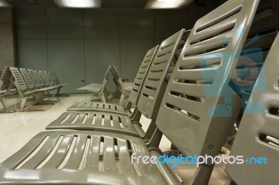 Empty Seats In Airport Waiting Room Stock Photo