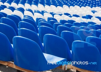 Empty Seats On City Stadium Stock Photo