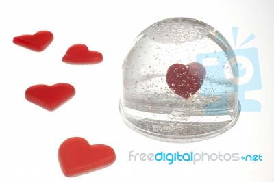 Empty Snow Dome With Heart  Stock Photo