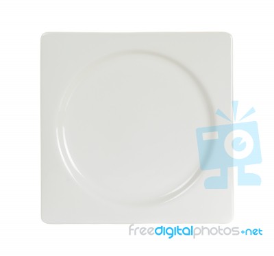 Empty Square Plate Isolated On White Background Stock Photo