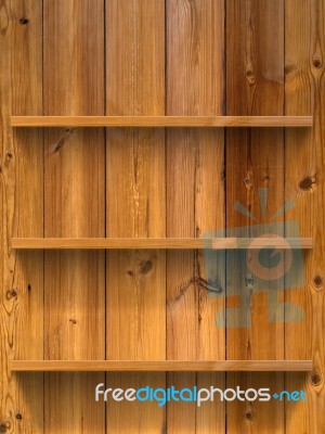 Empty Three Wood Shelf Stock Photo