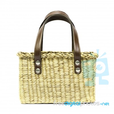 Empty Vintage Basket On White Background Stock Photo