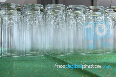 Empty Water Glasses Stock Photo