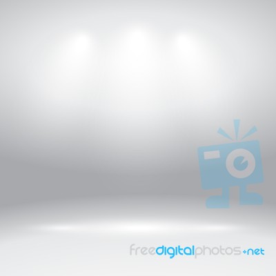 Empty White Gallery Wall With Lights Effect For Images And Adver… Stock Image