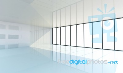 Empty White Room With The Large Window Stock Image