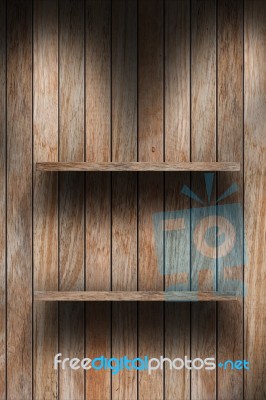 Empty Wood Shelf Stock Photo